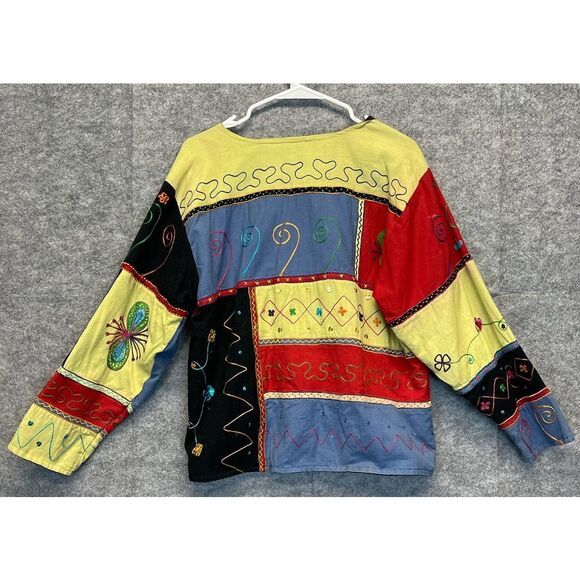 Vtg NEW DIRECTION Jacket Womens Med Multicolor Patchwork Button Down Embroidered - Picture 8 of 15